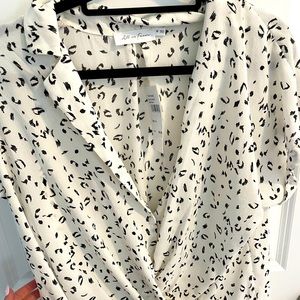 All in favor white and animal print blouse